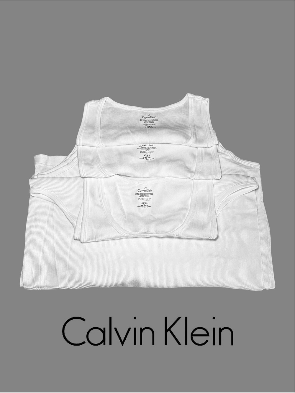 Calvin Klein Men’s White Ribbed Tank/Undershirt Tops - Set of 3 - NWOT